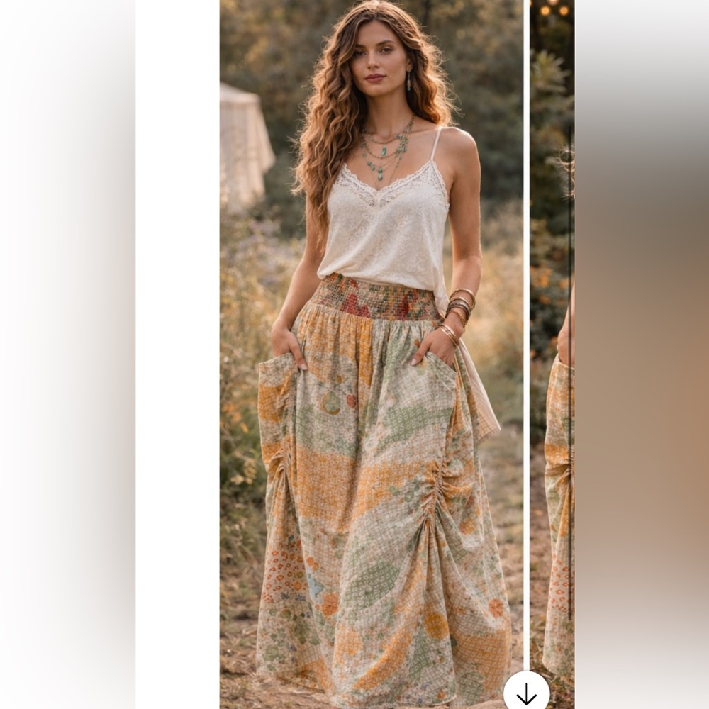 🆕 KANTHA BAE BUTTERFLY CARGO SKIRT Curated Boho Lux- Statement Piece - Picture 2 of 5